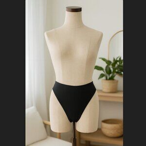 NWT Aerie High Cut Cheeky Bikini Bottom Sz Medium Black Stretch American Eagle